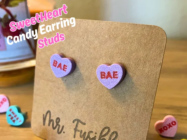 Valentines Sweetheart Candy Heart Earrings Studs