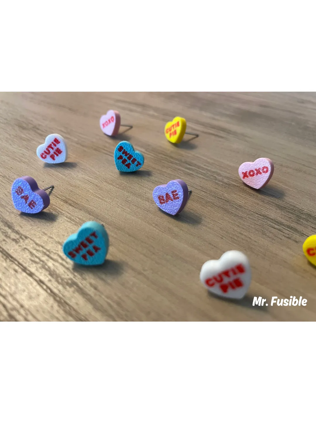 Valentines Sweetheart Candy Heart Earrings Studs view 3