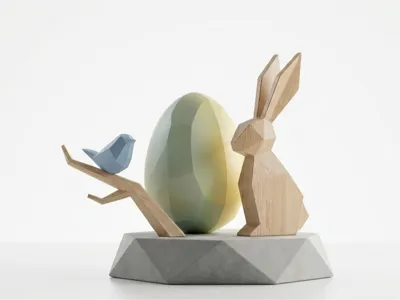 Geometric Easter Harmony - Modern Low-Poly Decor