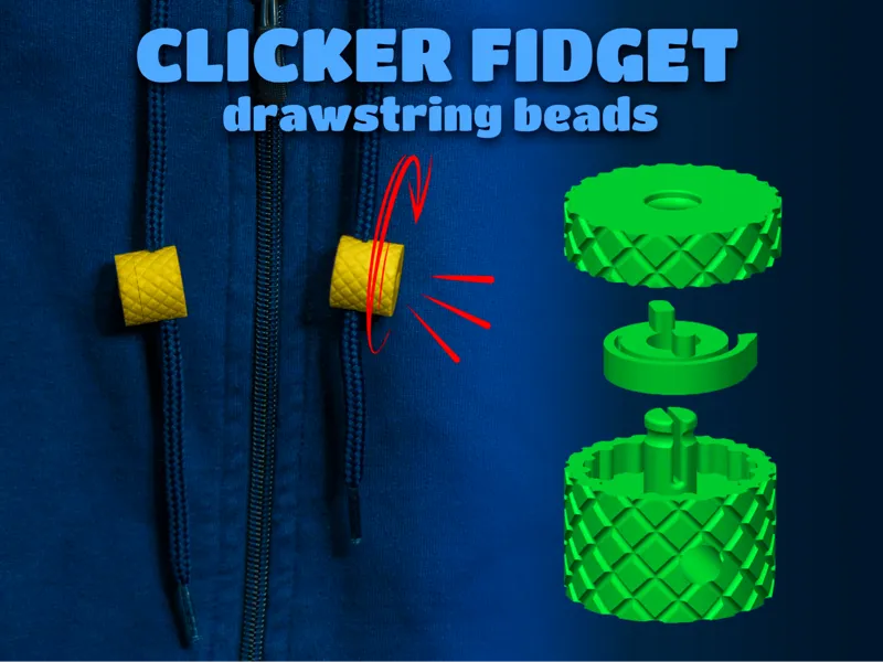 Clicker fidget drawstring beads