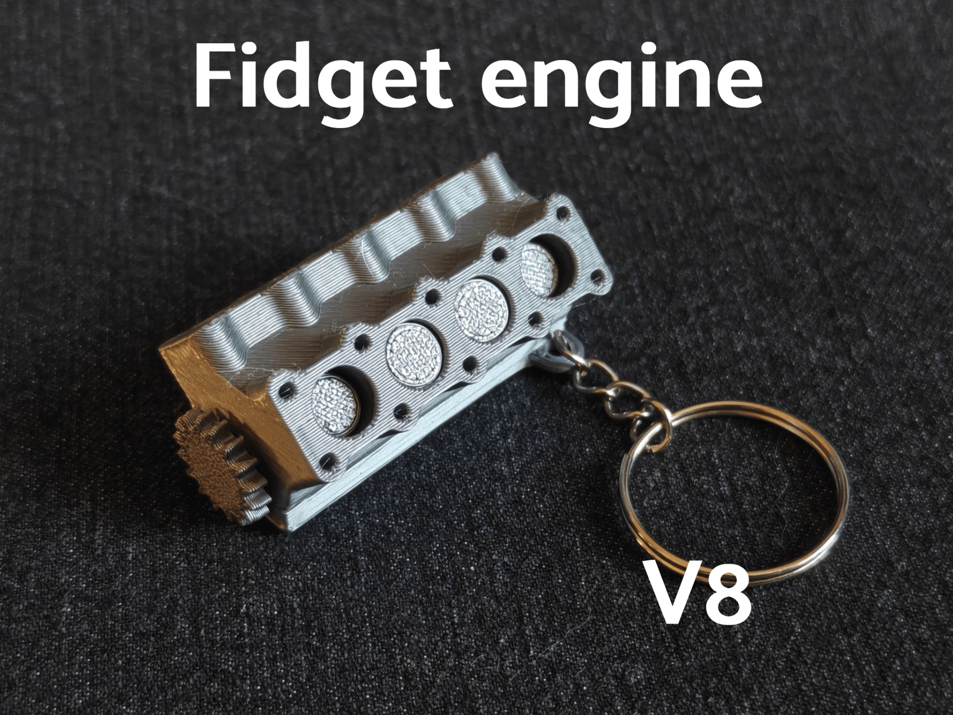 Fidget engine V8 keychain - no supports - 1