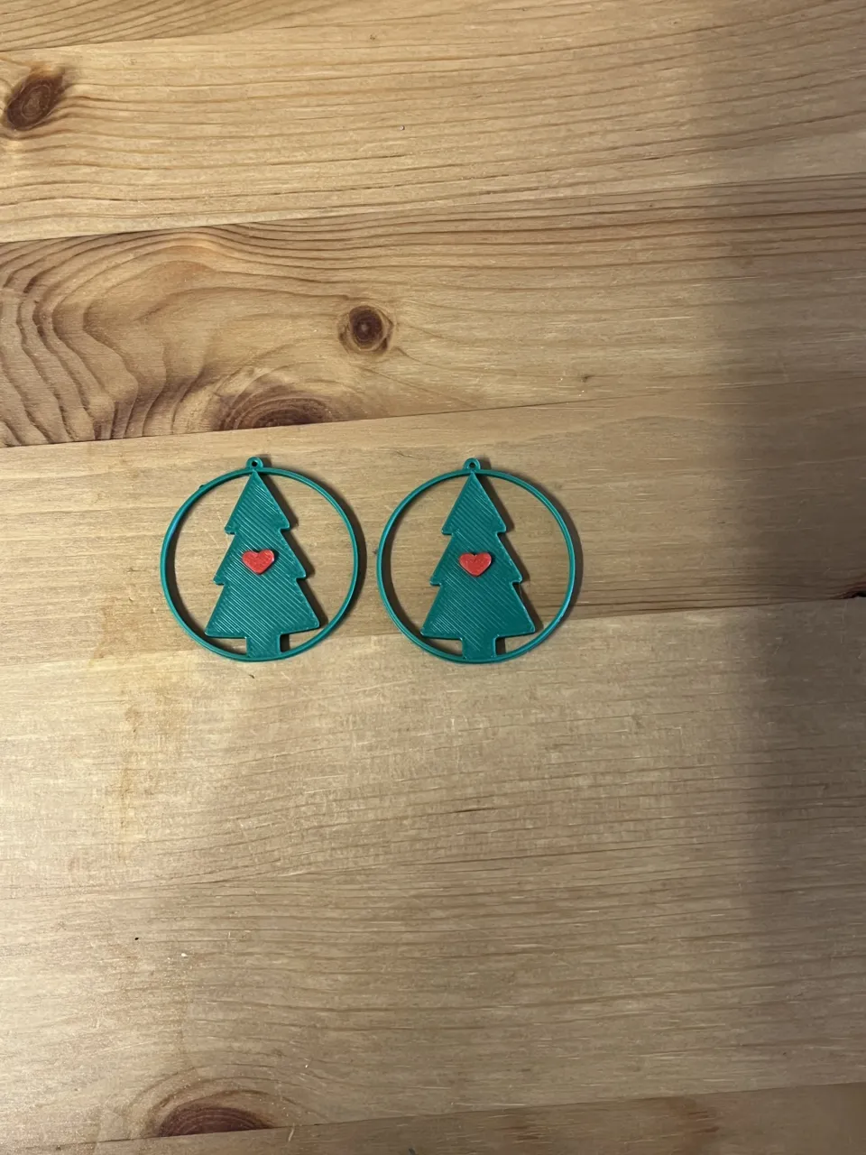 Christmas tree earrings view 2