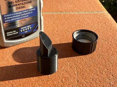 Car additive bottle opener, clean and safe holes