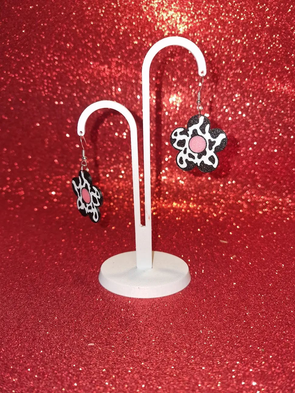 Cow flower earrings view 3
