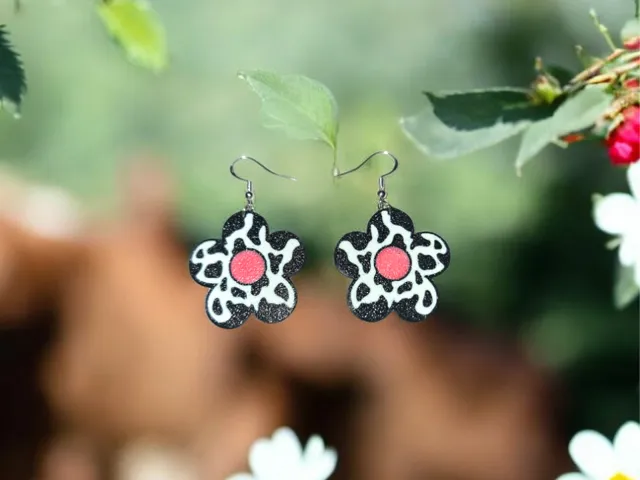 Cow flower earrings