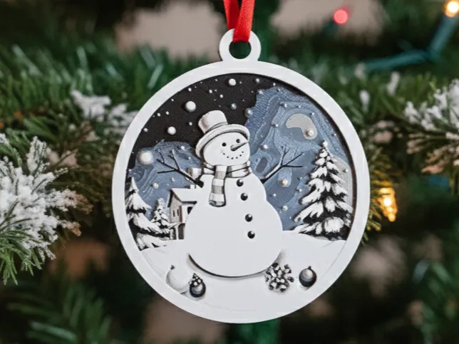 Snowman Christmas Tree Ornament - Hueforge