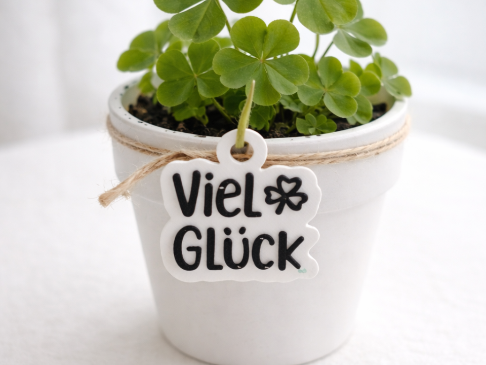 Viel Glück - Geschenkanhänger / Gift / Tag