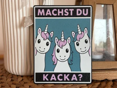 Three Unicorns ask questions in the guest toilet