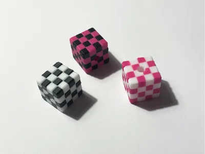 Multi color Checker Cube Bead