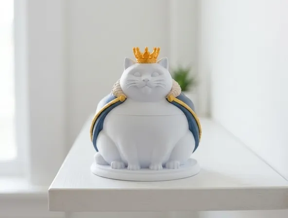 Whimsical Regal King Cat Sculpture