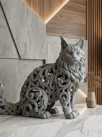 Figura decorativa: Ornamental Filigree Maine Coon Cat — vista de referencia 2