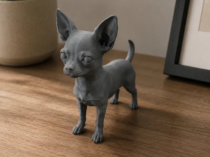 Cute Chihuahua Dog Figurine Detailed 3D Decoration