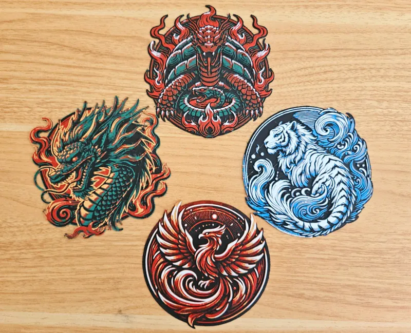 Four Divine Beasts (青龙白虎朱雀玄武) Coaster Set/Wall Art