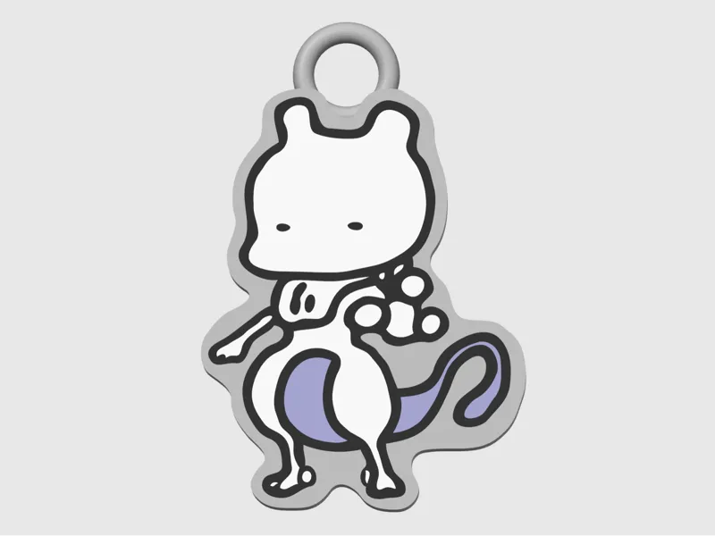 Mewtwo Keychain Multicolor Pokemon Chibi