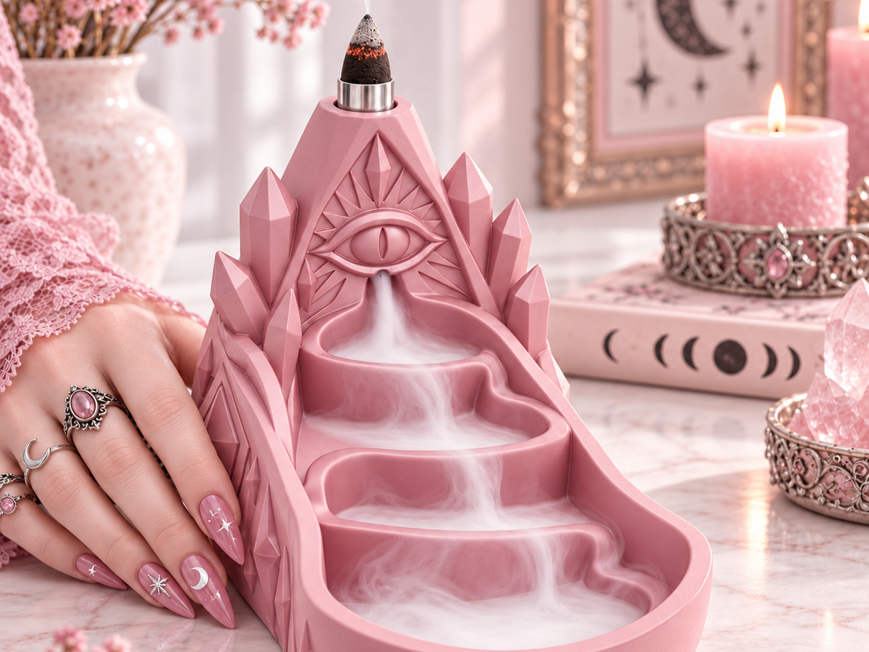 Goth AllSeeing Eye Crystal Backflow Incense Burner - 1