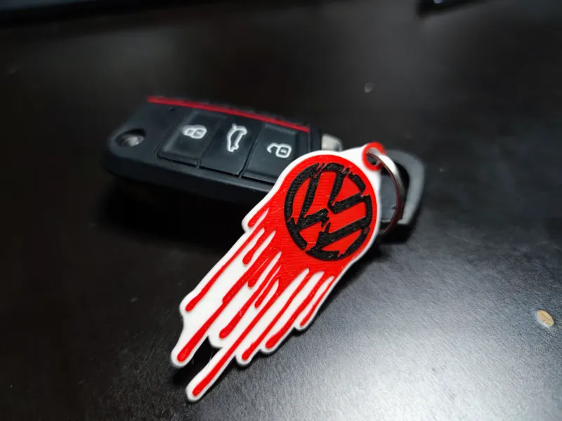 VW logo blood keychain