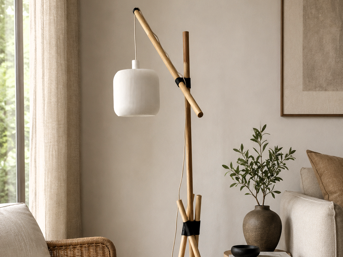 Adjustable Wooden Dowel Lamp Stand
