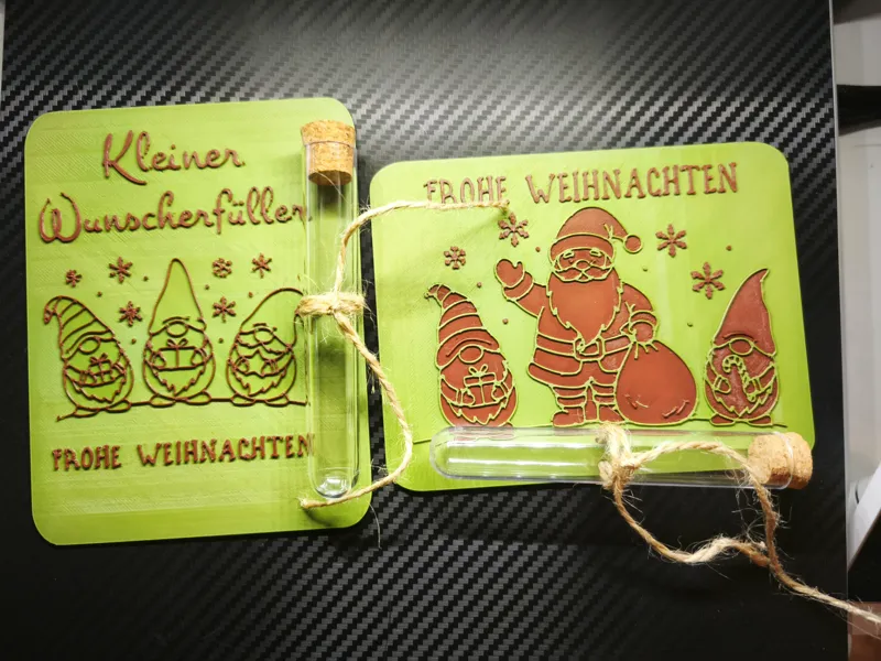 Weihnachtskarte mit Reagenzglas – Wunscherfüller