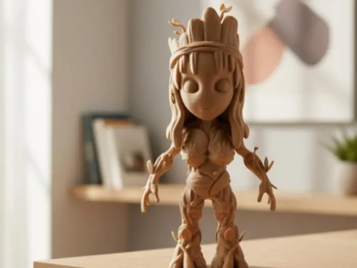 Baby Groot's Sister- Adorable Wooden Warrior 250mm