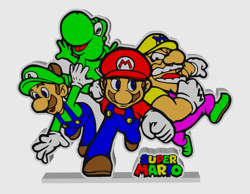 Super Mario Luigi Yoshi Wario Lamp LED Lightbox 