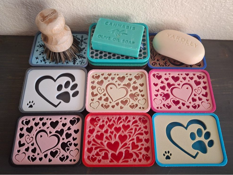 Valentines Day Soap Dish Sponge Tray - stackable
