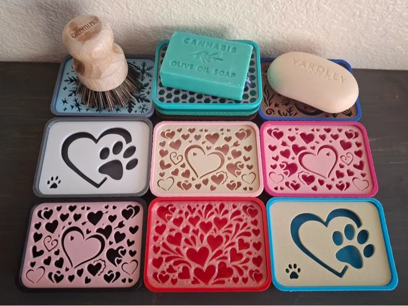 Valentines Day Soap Dish Sponge Tray - stackable