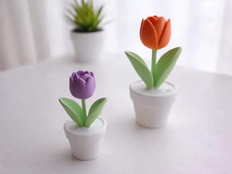 Tulip in Pot | 3 Color Print | Easy Multicolor