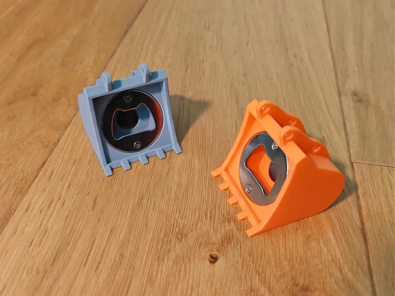 Excavator bucket bottle opener