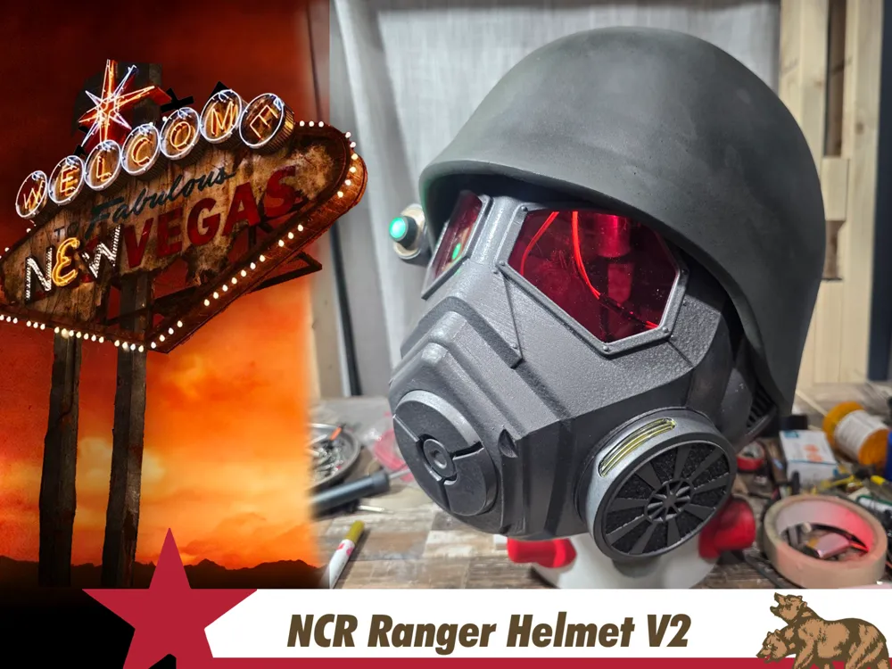 Pieza para disfraz o exhibición: NCR Ranger Helmet V2. Referencia del modelo original.