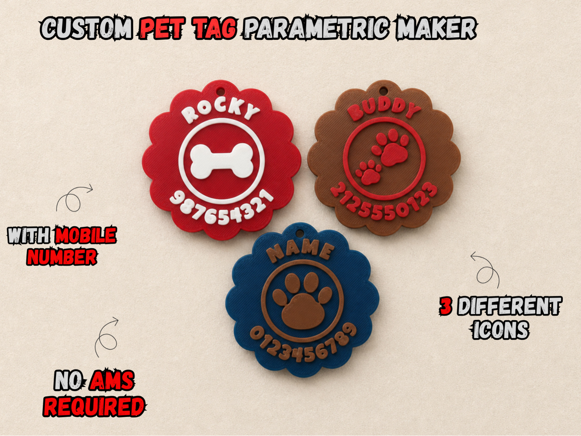 Custom Pet Tag Parametric Maker