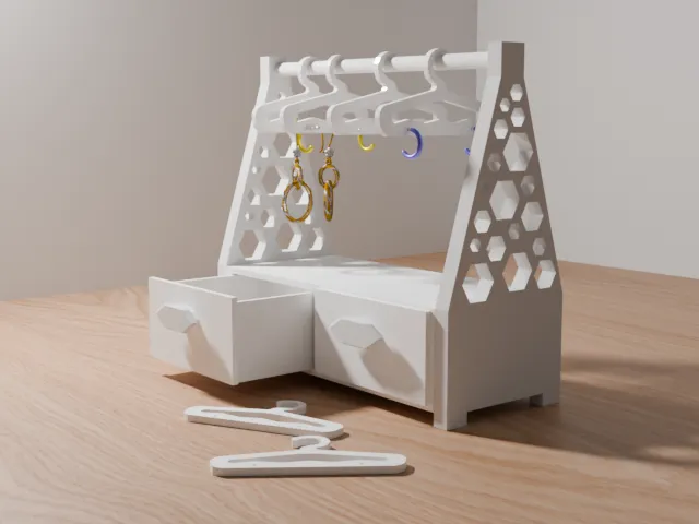 Jewelry Stand with Drawers/Hangers - Hexagondesign