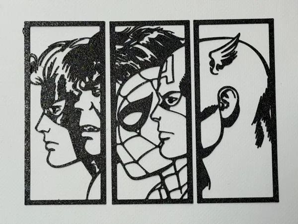 Trio de silhouettes murales super-héros