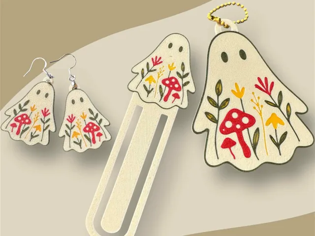 Boho Ghost Earrings Bookmark Keychain