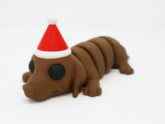 Articulated 3D-Printed Dachshund with Santa Hat