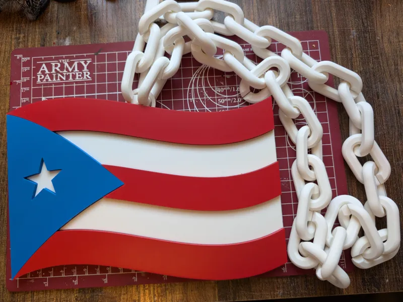 Puerto Rican Flag Big Pendant & Chain (No AMS)