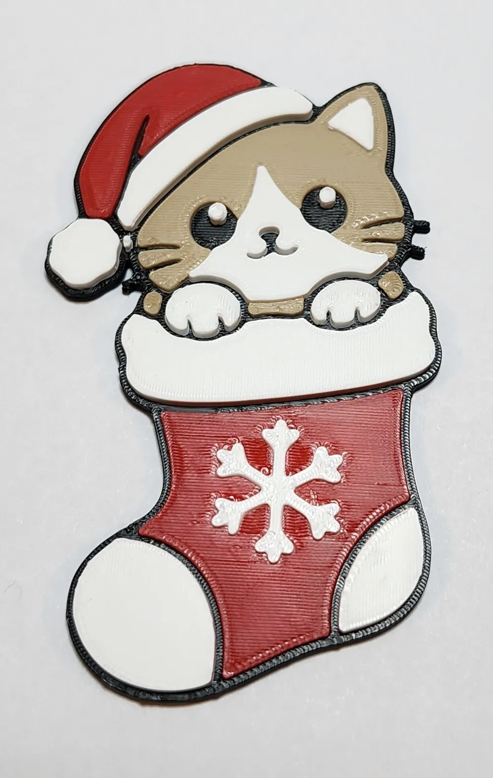 Christmas Cat in Stocking Badge Reel Face/Magnet - Free 3D Print Model ...