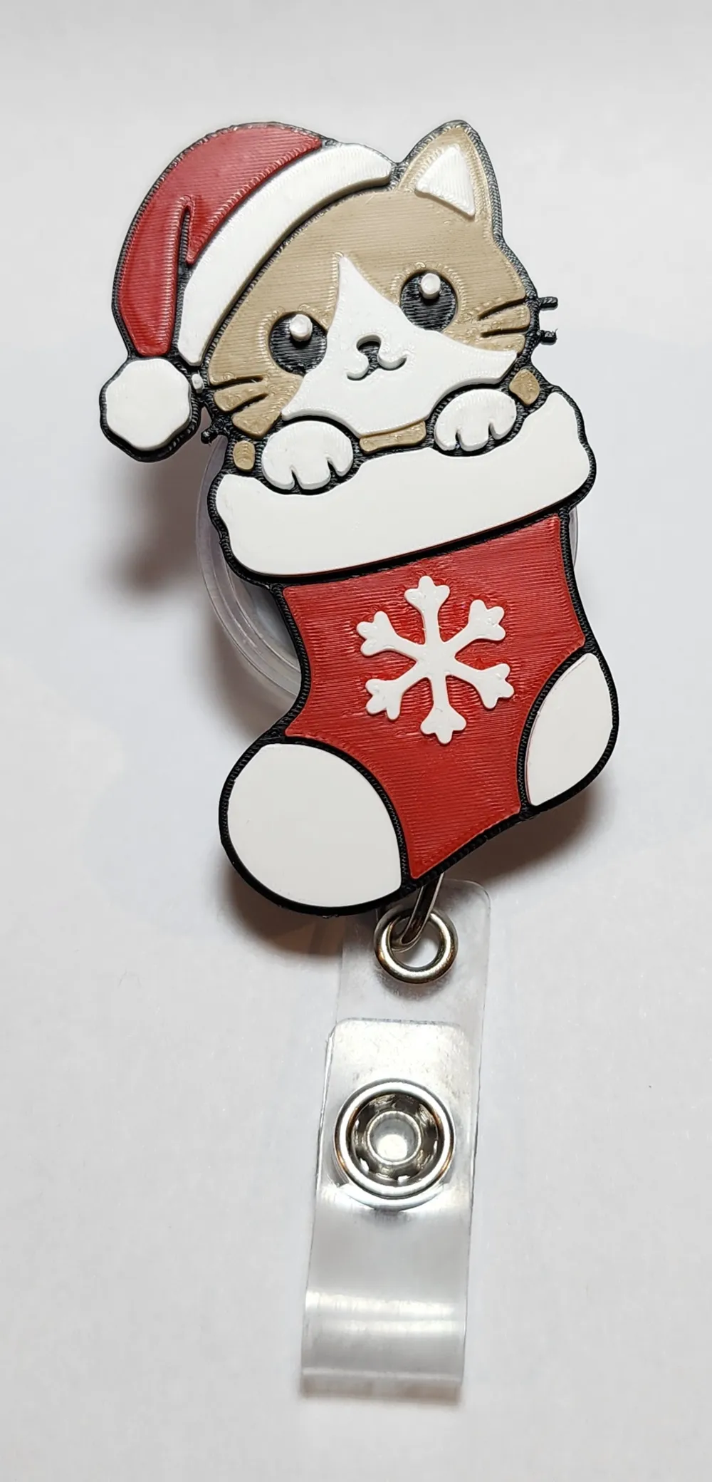 Christmas Cat in Stocking Badge Reel Face/Magnet - Free 3D Print Model ...