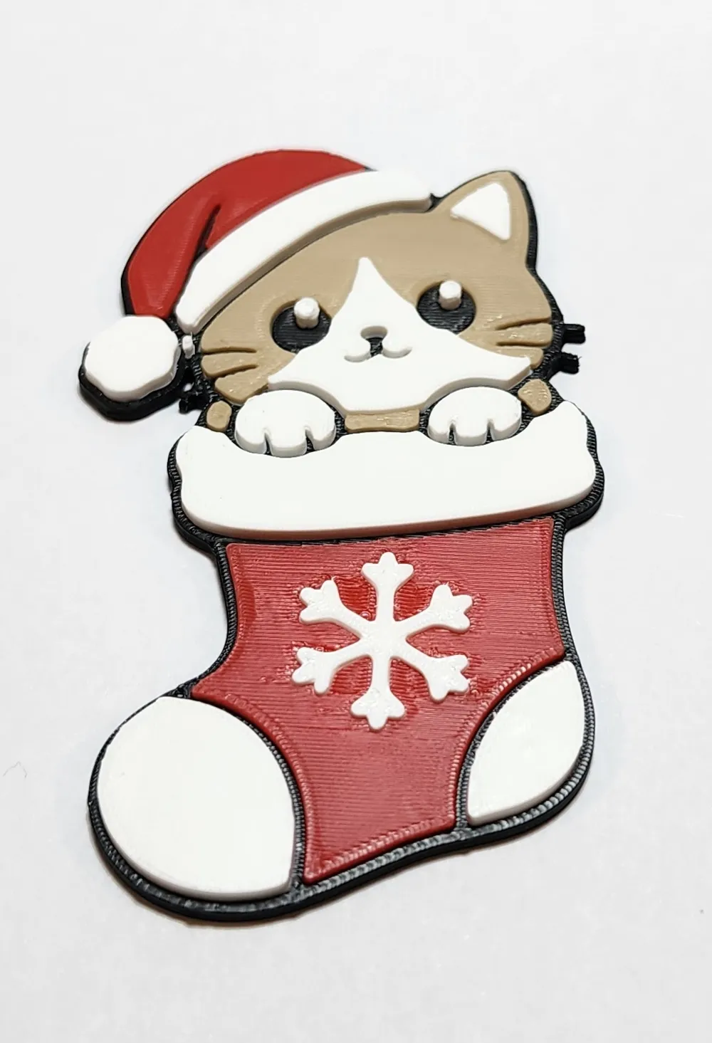Christmas Cat in Stocking Badge Reel Face/Magnet - Free 3D Print Model ...