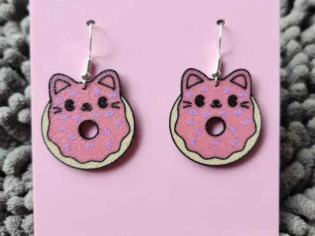 Kawaii Donut cat earrings