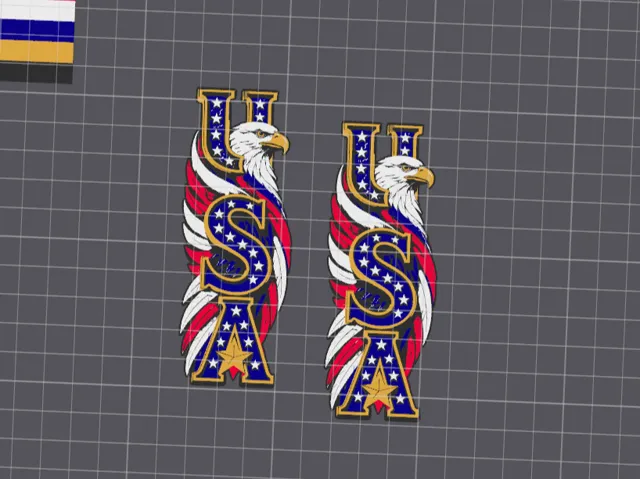 USA w/ Eagle Earrings/key chain- Gaudy