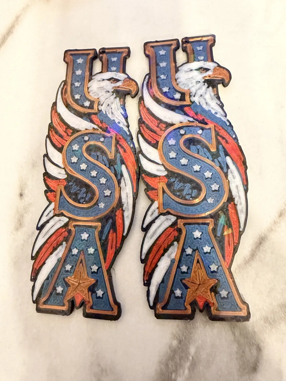 USA w/ Eagle Earrings/key chain- Gaudy view 3