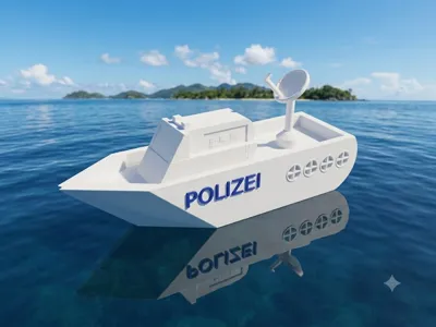 Police boat with removable satellite dish