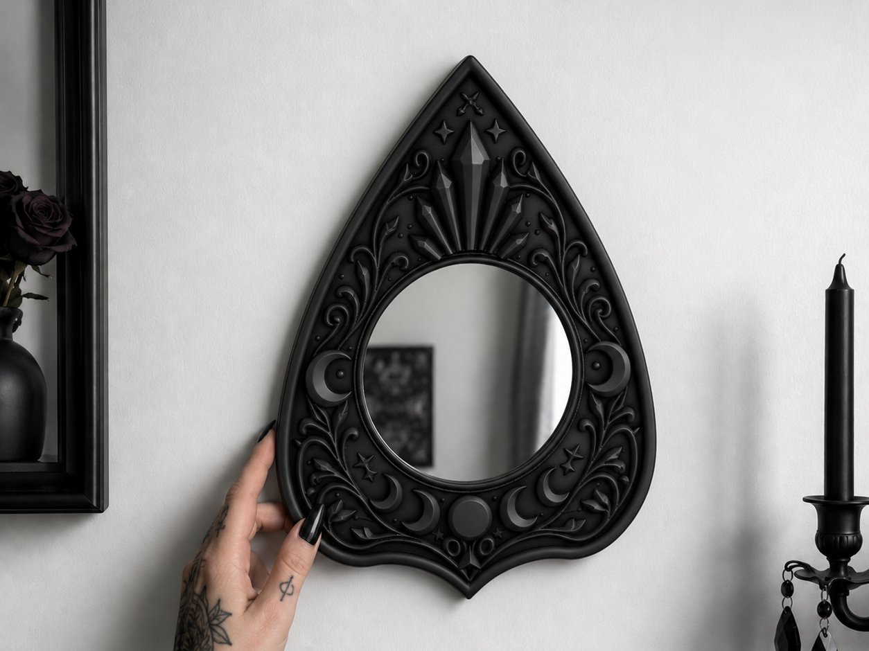 Goth Ouija Planchette Wall Frame crystal and moon - 1