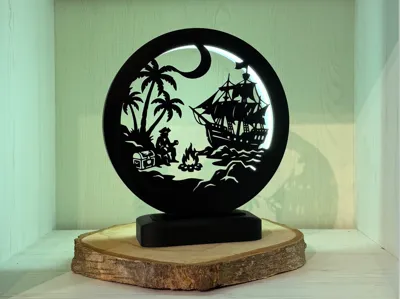 LED Ring Lamp v3 including frame with island motif