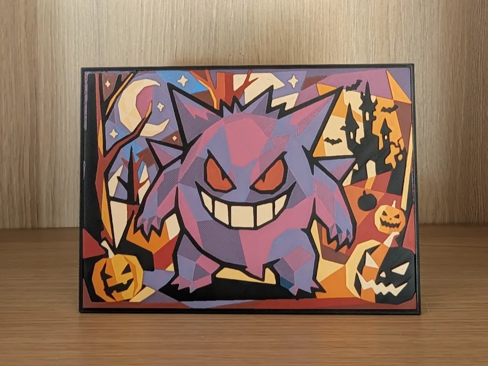 Marco decorativo: Gengar Halloween Hueforge & Frame. Referencia del modelo original.