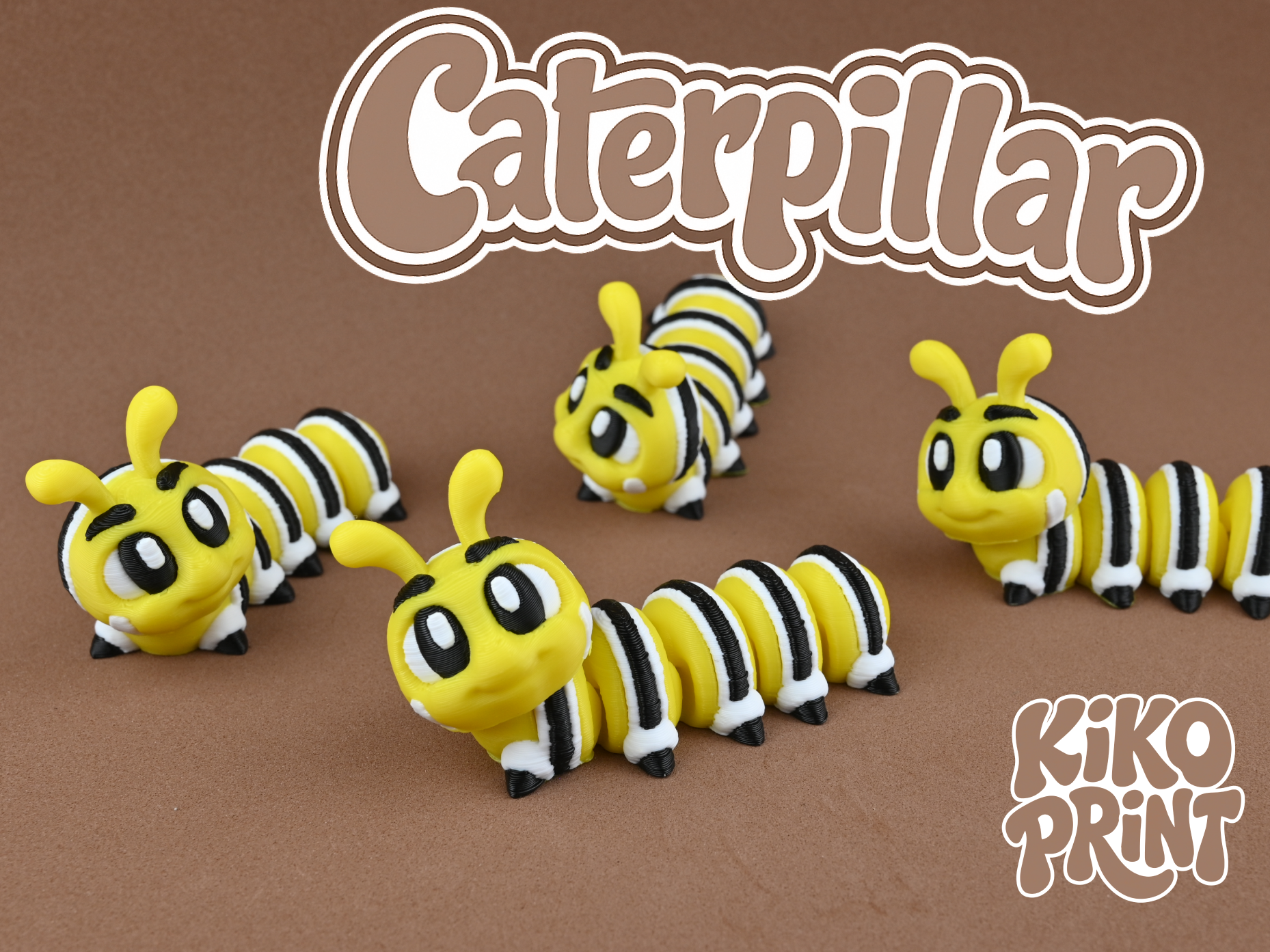 Cute Flexi Striped Caterpillar Keychain
