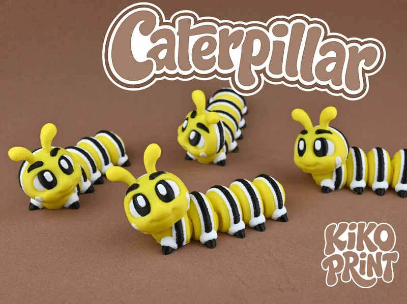 Cute Flexi Striped Caterpillar Keychain