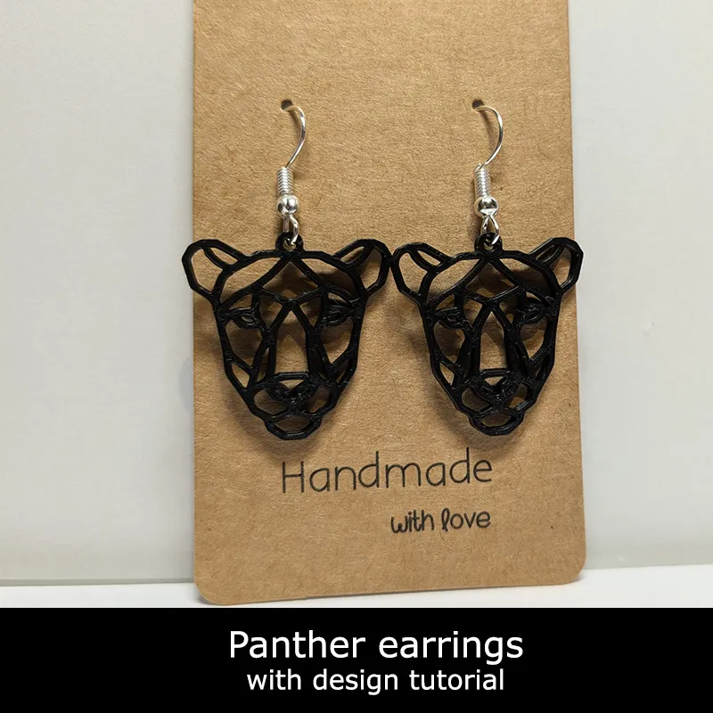 Panther earrings-design tutorial & commercial use view 2