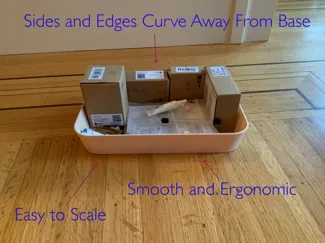 Ergonomic Container/Tray With Sloped Walls