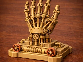 Mechanical Steampunk Skeleton Hand on Stand Decor